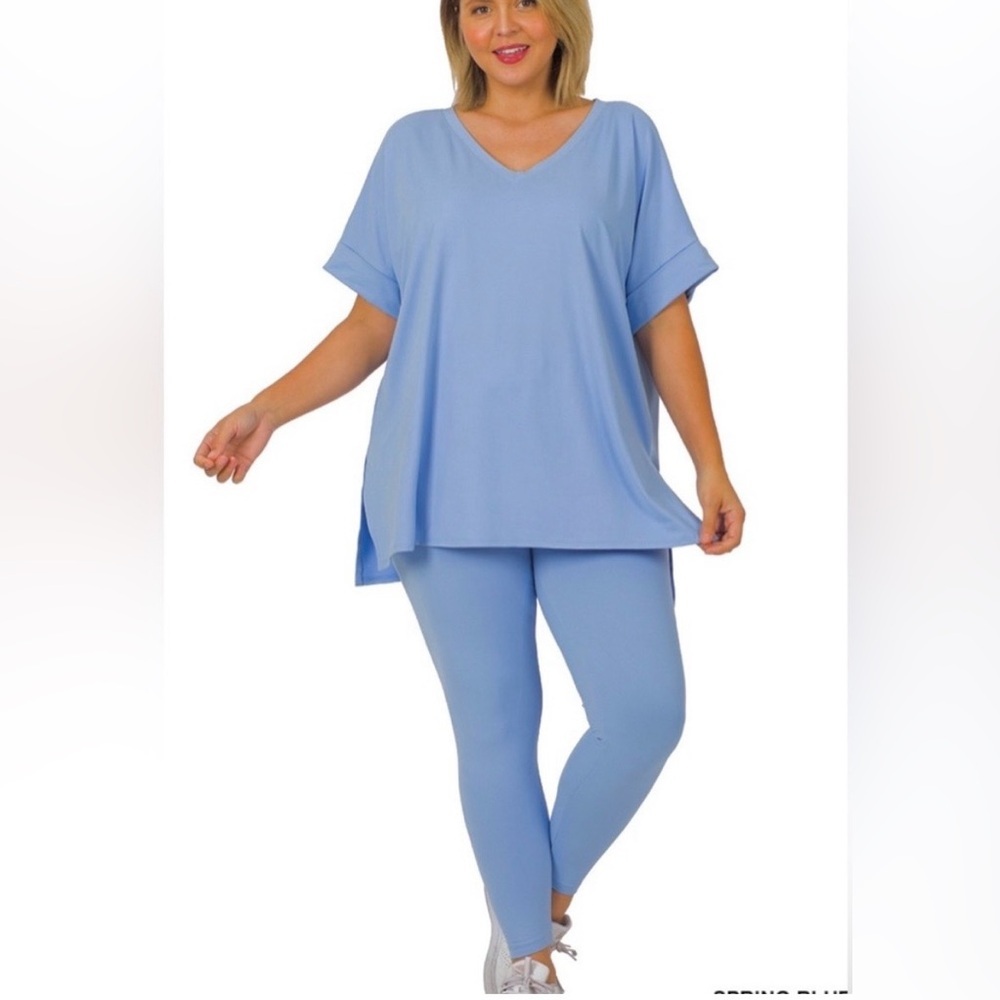 New!Plus SizeZenana Outfitters brushed microfiber v-neck top with leggings 3X